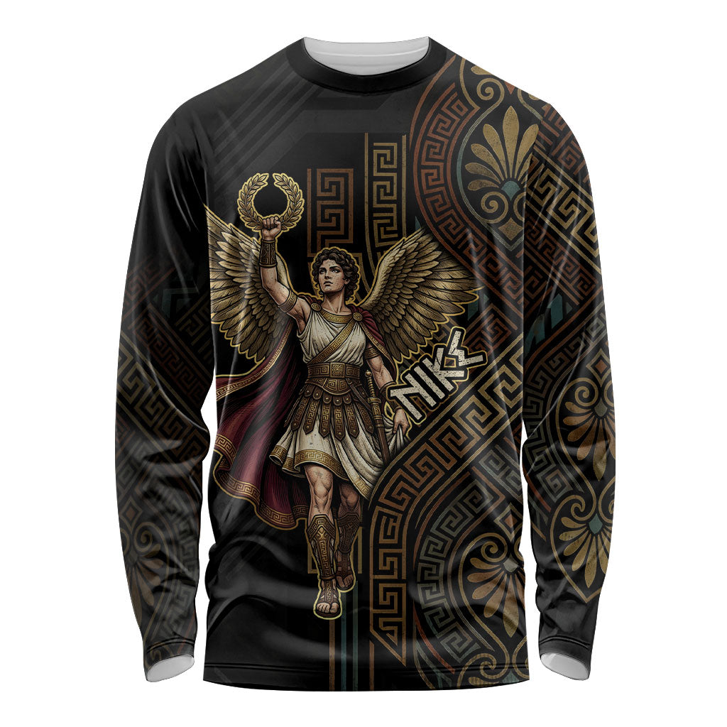 Nike Goddess Long Sleeve Shirt Ancient Greece Laurel Wreath And Greek Key