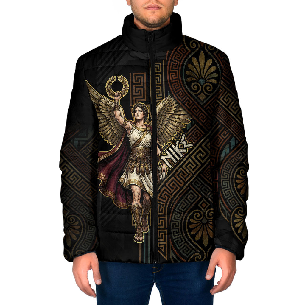 Nike Goddess Padded Jacket Ancient Greece Laurel Wreath And Greek Key