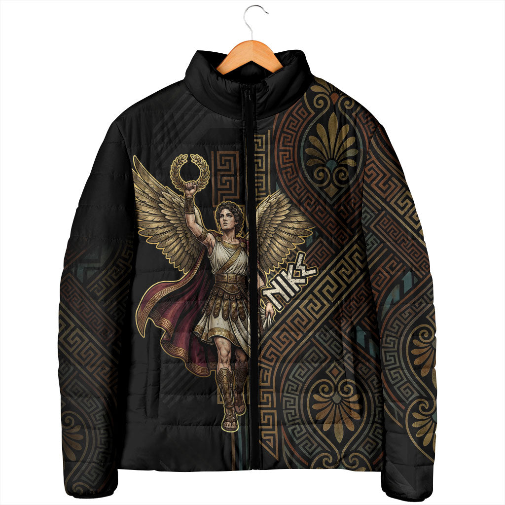 Nike Goddess Padded Jacket Ancient Greece Laurel Wreath And Greek Key
