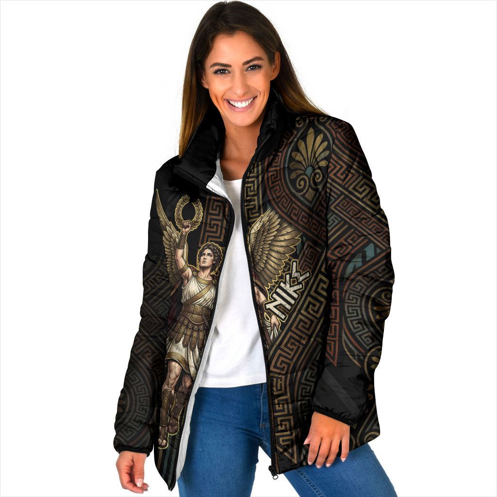 Nike Goddess Padded Jacket Ancient Greece Laurel Wreath And Greek Key
