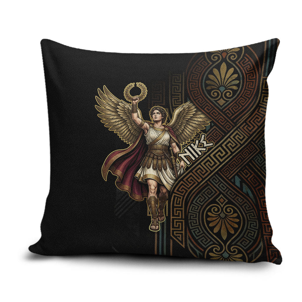 Nike Goddess Pillow Cover Ancient Greece Laurel Wreath And Greek Key