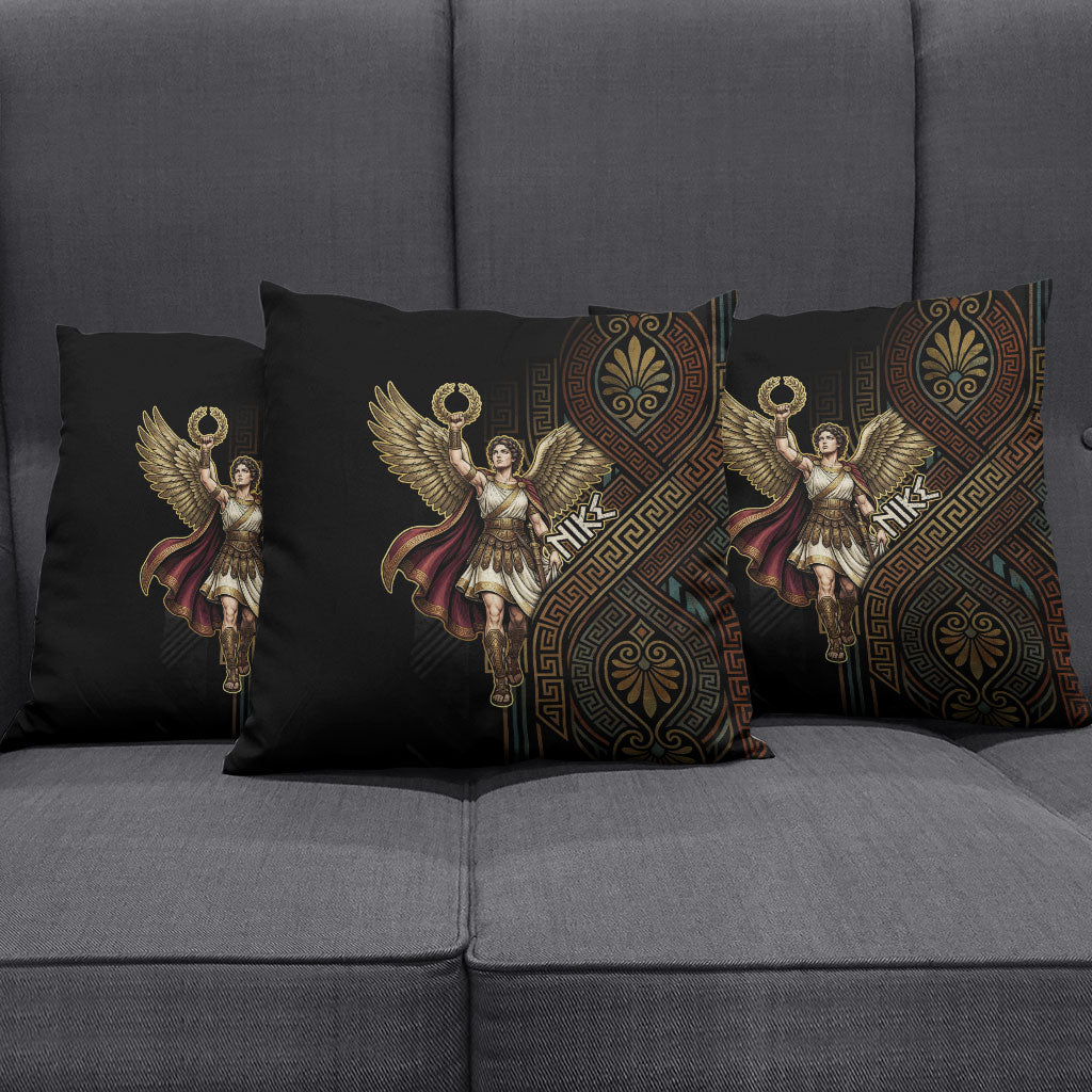 Nike Goddess Pillow Cover Ancient Greece Laurel Wreath And Greek Key