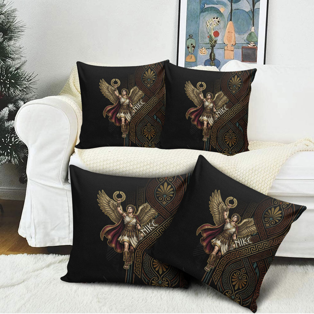 Nike Goddess Pillow Cover Ancient Greece Laurel Wreath And Greek Key