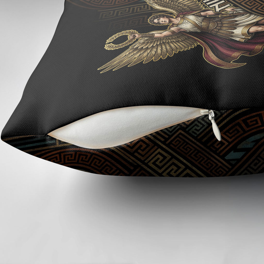 Nike Goddess Pillow Cover Ancient Greece Laurel Wreath And Greek Key