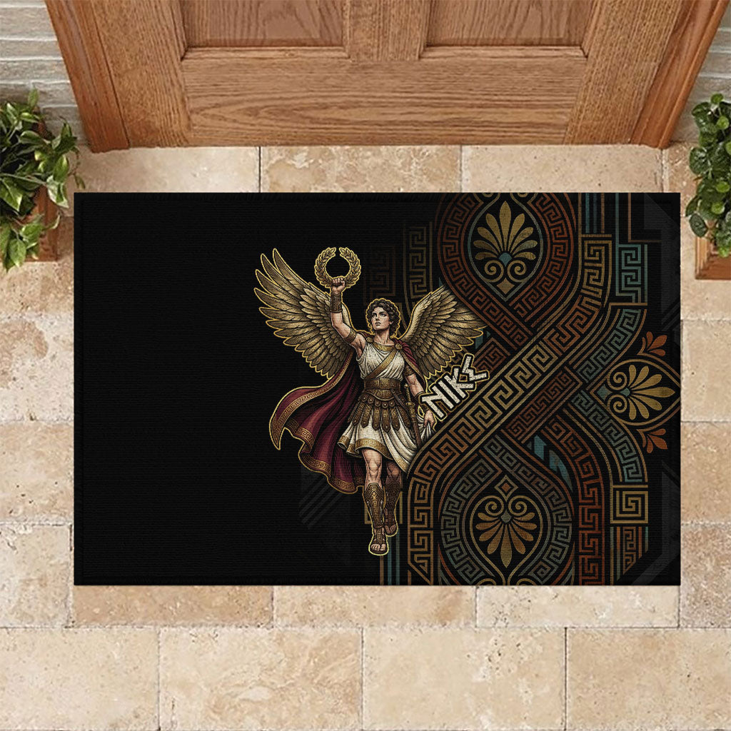 Nike Goddess Rubber Doormat Ancient Greece Laurel Wreath And Greek Key