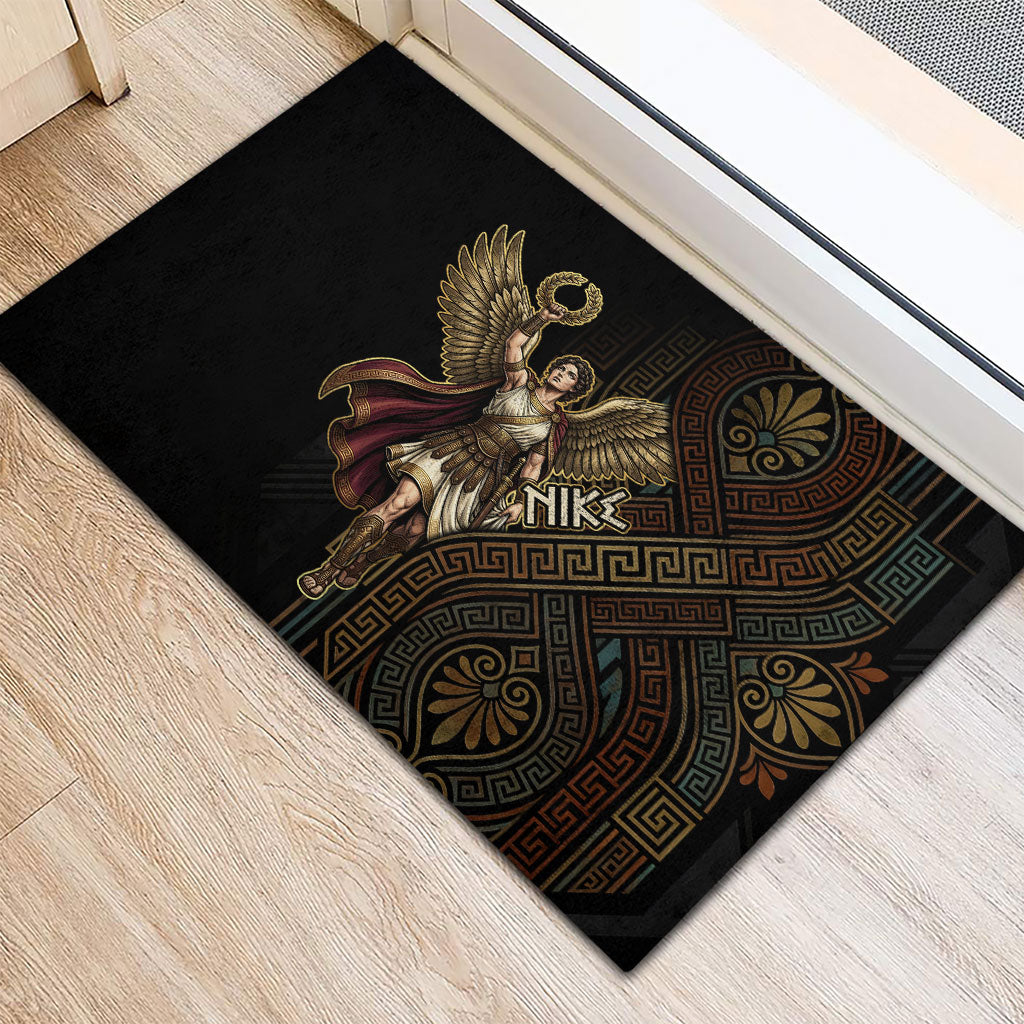 Nike Goddess Rubber Doormat Ancient Greece Laurel Wreath And Greek Key