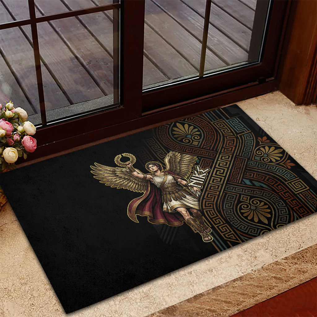 Nike Goddess Rubber Doormat Ancient Greece Laurel Wreath And Greek Key
