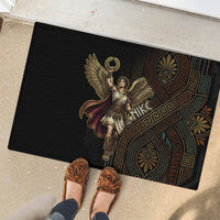 Nike Goddess Rubber Doormat Ancient Greece Laurel Wreath And Greek Key