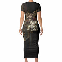 Nike Goddess Short Sleeve Bodycon Dress Ancient Greece Laurel Wreath And Greek Key