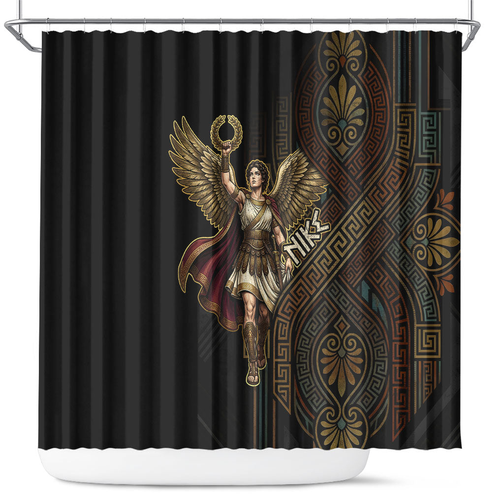 Nike Goddess Shower Curtain Ancient Greece Laurel Wreath And Greek Key