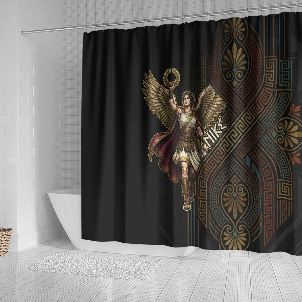 Nike Goddess Shower Curtain Ancient Greece Laurel Wreath And Greek Key