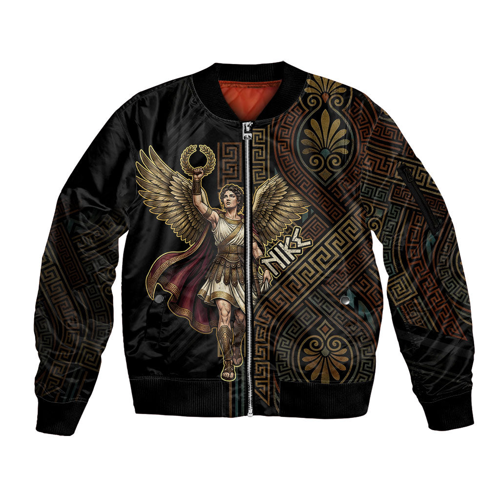 Nike Goddess Sleeve Zip Bomber Jacket Ancient Greece Laurel Wreath And Greek Key
