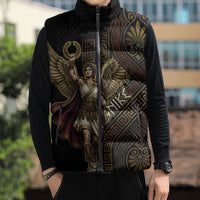 Nike Goddess Sleeveless Puffer Jacket Ancient Greece Laurel Wreath And Greek Key