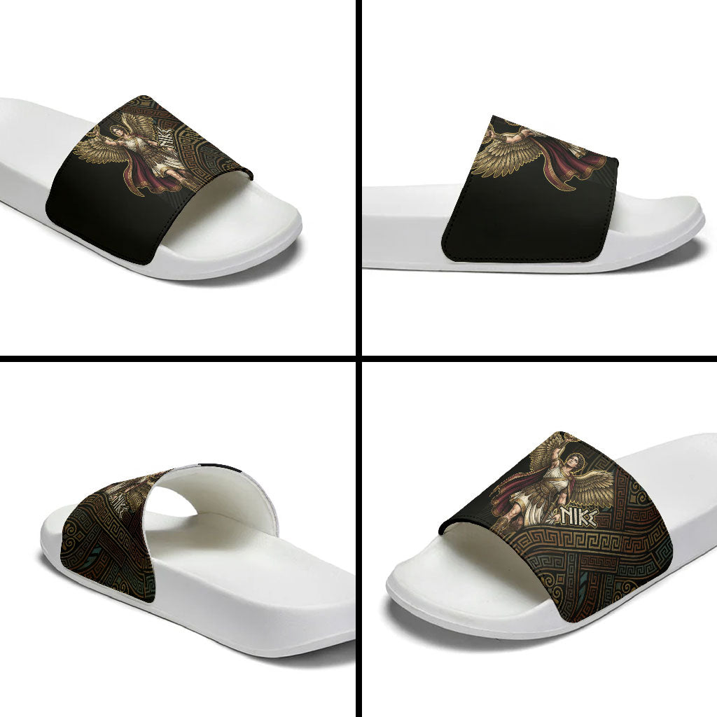 Nike Goddess Slide Sandals Ancient Greece Laurel Wreath And Greek Key