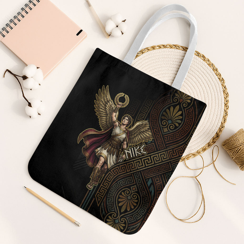 Nike Goddess Tote Bag Ancient Greece Laurel Wreath And Greek Key