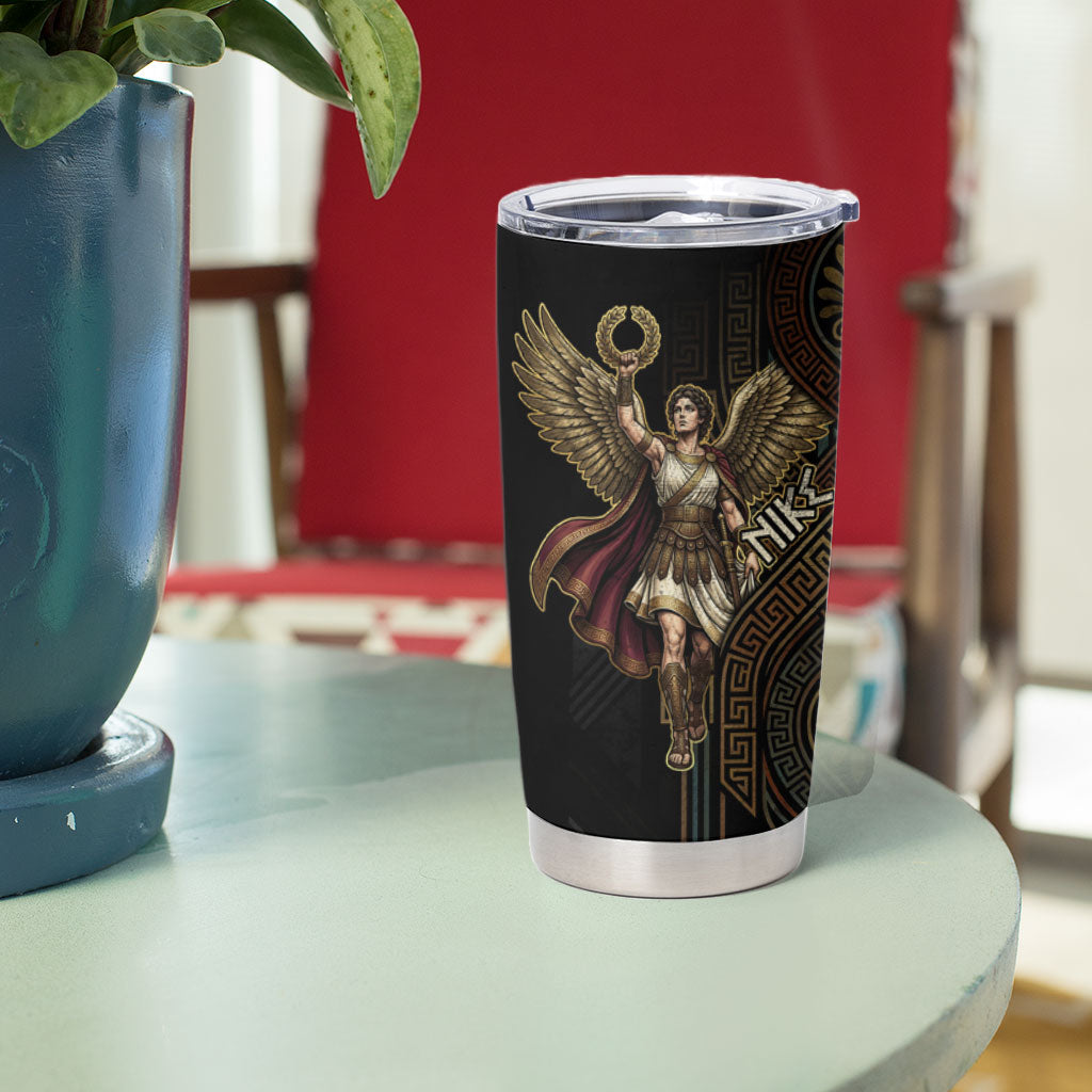 Nike Goddess Tumbler Cup Ancient Greece Laurel Wreath And Greek Key