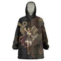 Nike Goddess Wearable Blanket Hoodie Ancient Greece Laurel Wreath And Greek Key