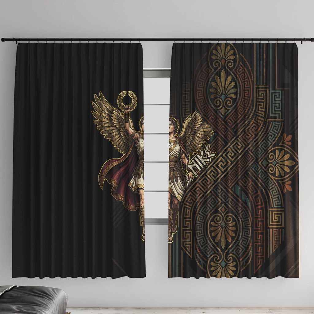 Nike Goddess Window Curtain Ancient Greece Laurel Wreath And Greek Key