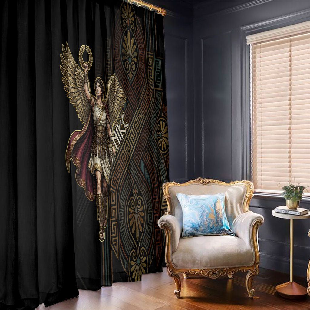 Nike Goddess Window Curtain Ancient Greece Laurel Wreath And Greek Key