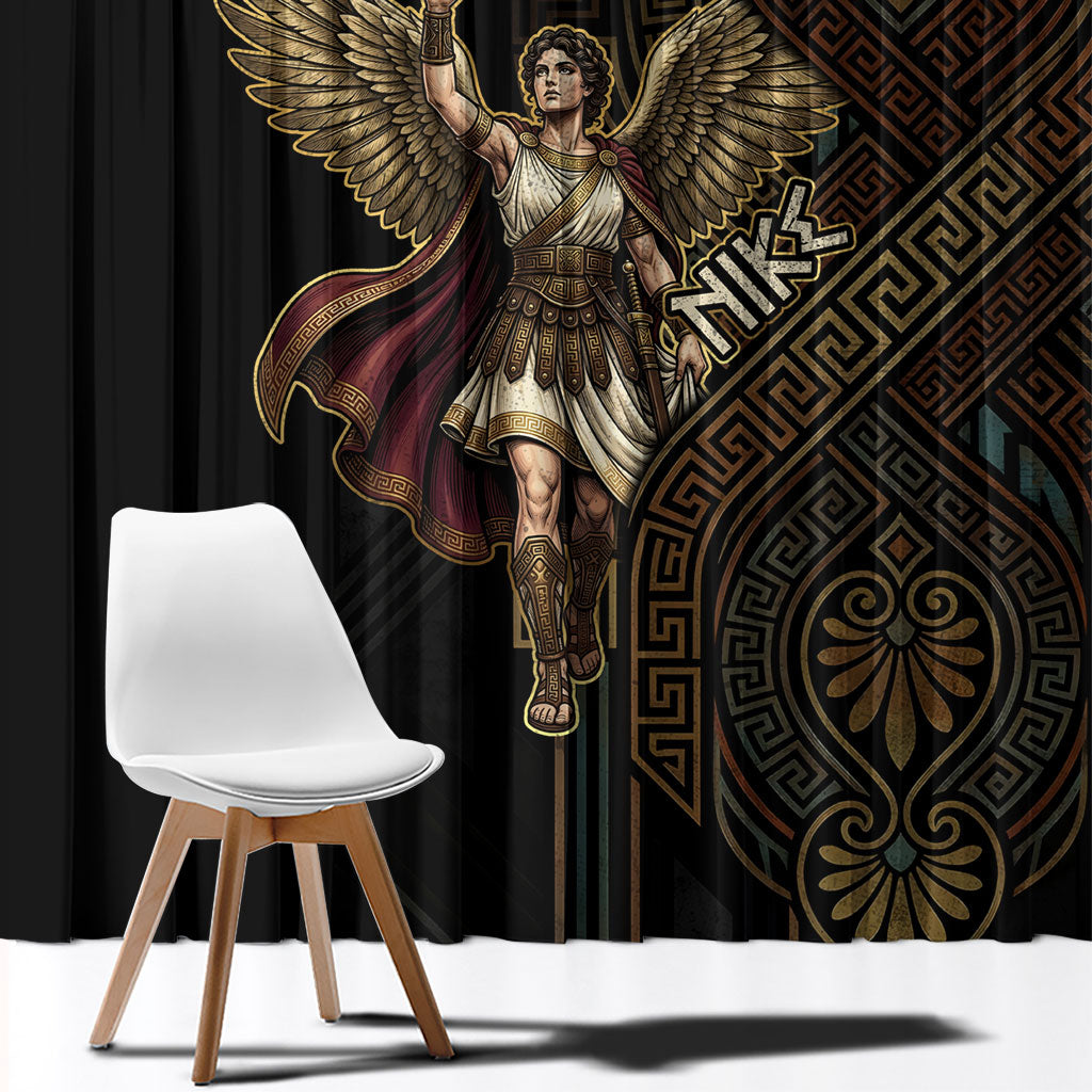 Nike Goddess Window Curtain Ancient Greece Laurel Wreath And Greek Key