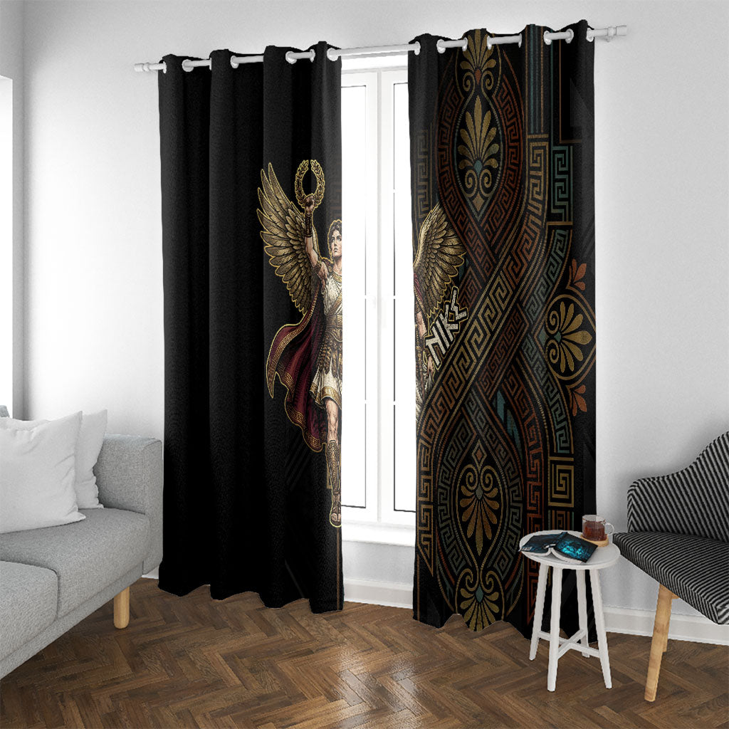 Nike Goddess Window Curtain Ancient Greece Laurel Wreath And Greek Key