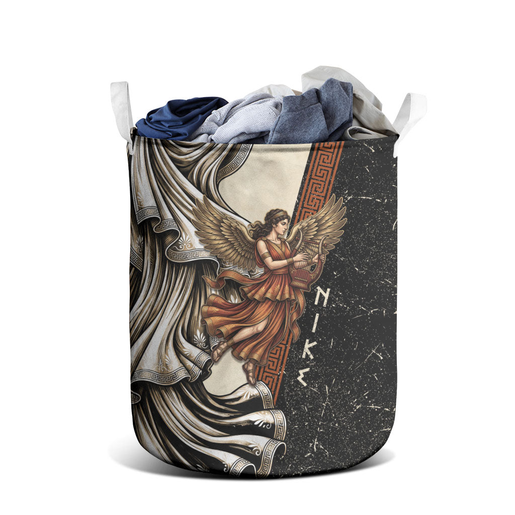 Nike Goddess Laundry Basket Winged Goddess Lyre Instrument And Greek Key