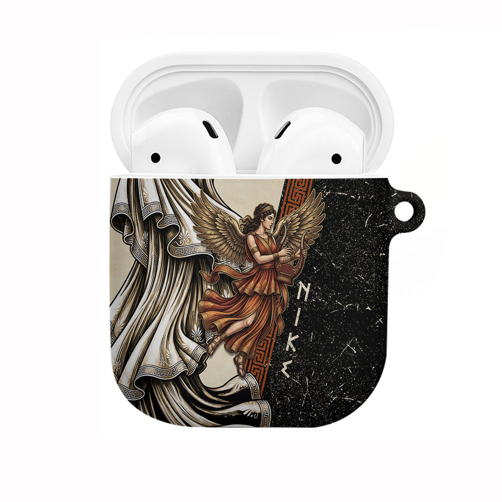 Nike Goddess AirPods Case Winged Goddess Lyre Instrument And Greek Key