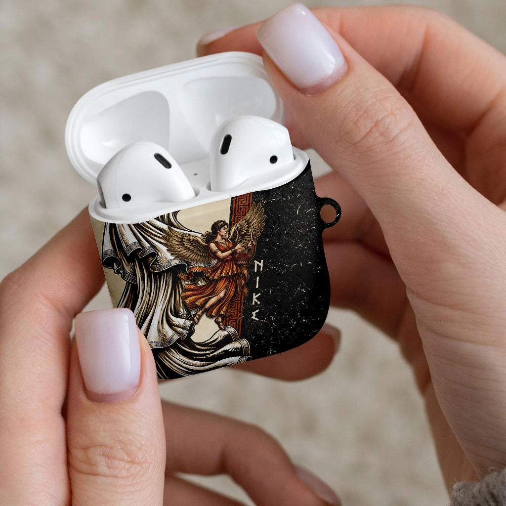 Nike Goddess AirPods Case Winged Goddess Lyre Instrument And Greek Key