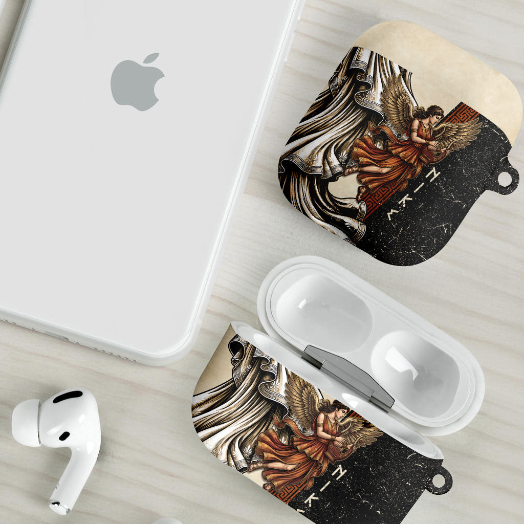 Nike Goddess AirPods Case Winged Goddess Lyre Instrument And Greek Key