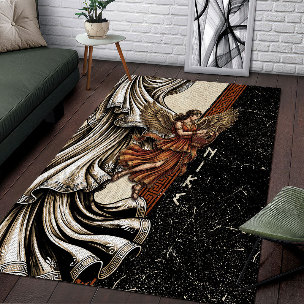 Nike Goddess Area Rug Winged Goddess Lyre Instrument And Greek Key