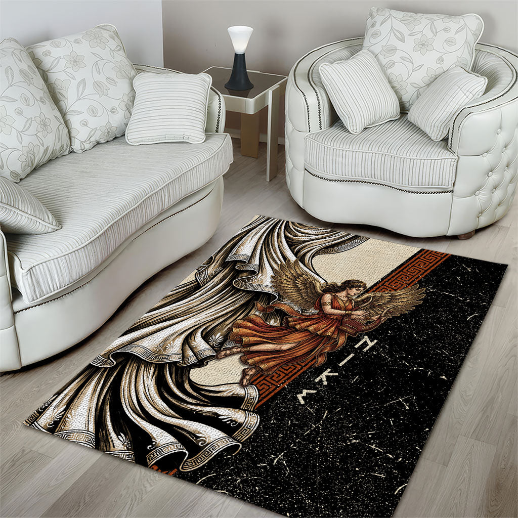 Nike Goddess Area Rug Winged Goddess Lyre Instrument And Greek Key