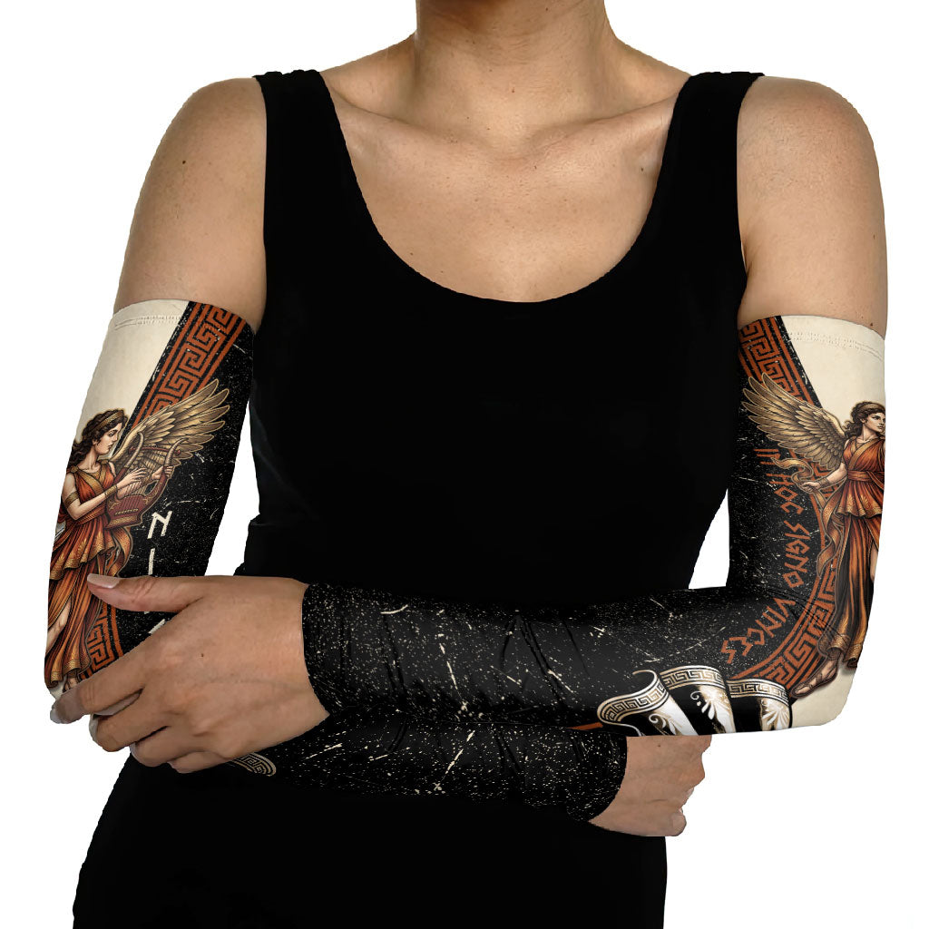 Nike Goddess Arm Sleeves Winged Goddess Lyre Instrument And Greek Key