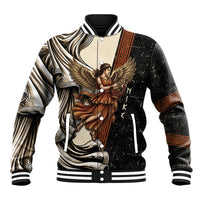 Nike Goddess Baseball Jacket Winged Goddess Lyre Instrument And Greek Key