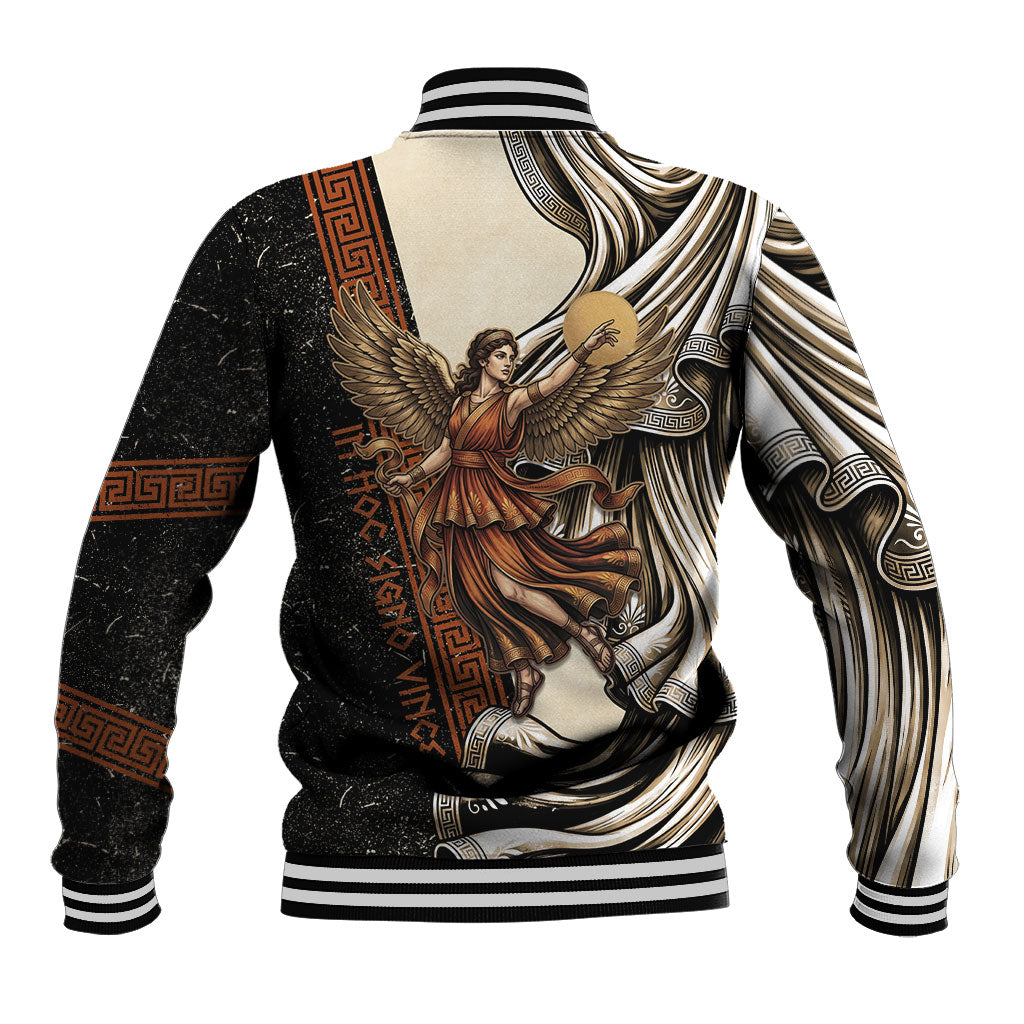 Nike Goddess Baseball Jacket Winged Goddess Lyre Instrument And Greek Key