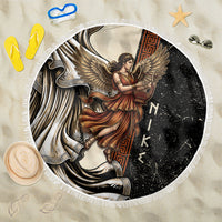 Nike Goddess Beach Blanket Winged Goddess Lyre Instrument And Greek Key