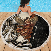Nike Goddess Beach Blanket Winged Goddess Lyre Instrument And Greek Key
