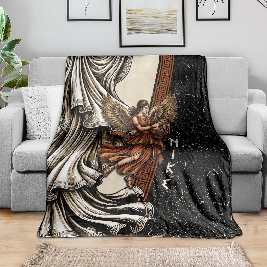 Nike Goddess Blanket Winged Goddess Lyre Instrument And Greek Key