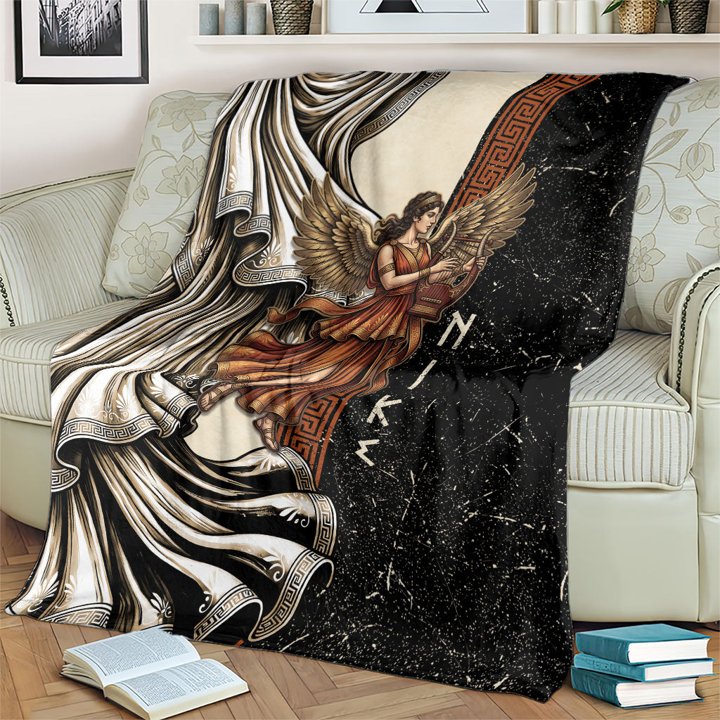 Nike Goddess Blanket Winged Goddess Lyre Instrument And Greek Key