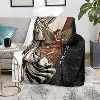 Nike Goddess Blanket Winged Goddess Lyre Instrument And Greek Key