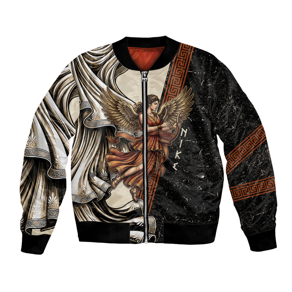Nike Goddess Bomber Jacket Winged Goddess Lyre Instrument And Greek Key