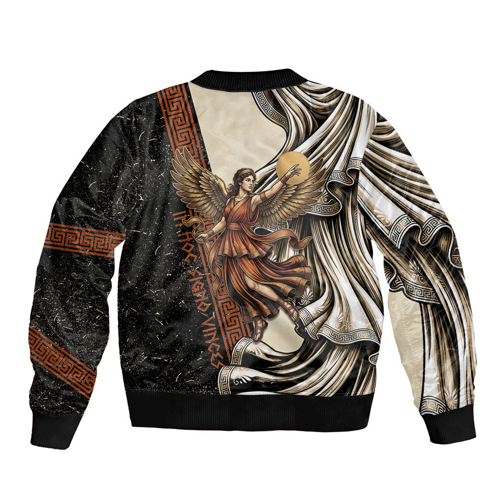 Nike Goddess Bomber Jacket Winged Goddess Lyre Instrument And Greek Key