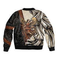 Nike Goddess Bomber Jacket Winged Goddess Lyre Instrument And Greek Key