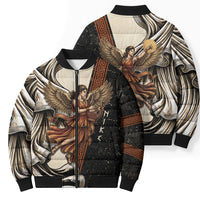 Nike Goddess Bomber Puffer Jacket Winged Goddess Lyre Instrument And Greek Key