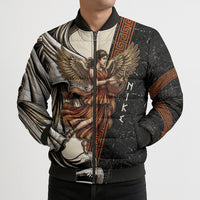 Nike Goddess Bomber Puffer Jacket Winged Goddess Lyre Instrument And Greek Key