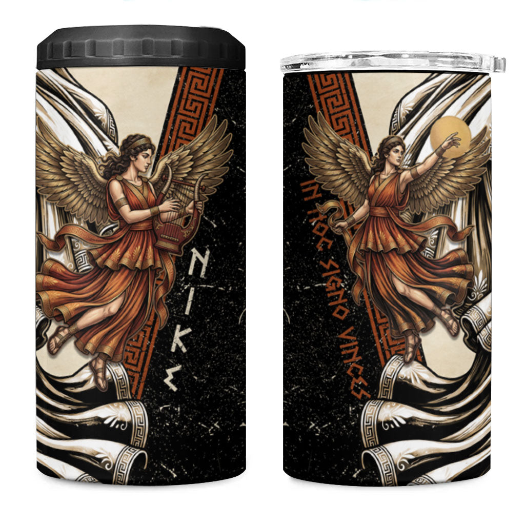 Nike Goddess 4 in 1 Can Cooler Tumbler Winged Goddess Lyre Instrument And Greek Key