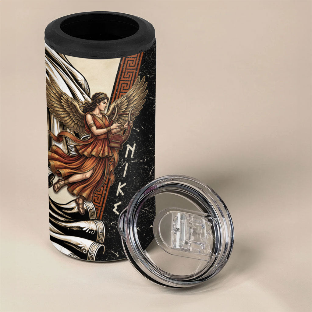 Nike Goddess 4 in 1 Can Cooler Tumbler Winged Goddess Lyre Instrument And Greek Key