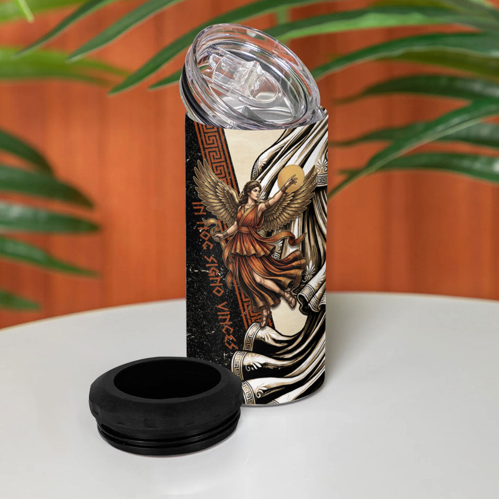 Nike Goddess 4 in 1 Can Cooler Tumbler Winged Goddess Lyre Instrument And Greek Key