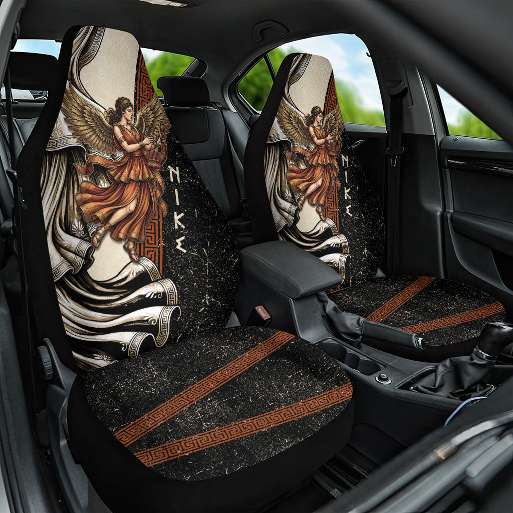 Nike Goddess Car Seat Cover Winged Goddess Lyre Instrument And Greek Key