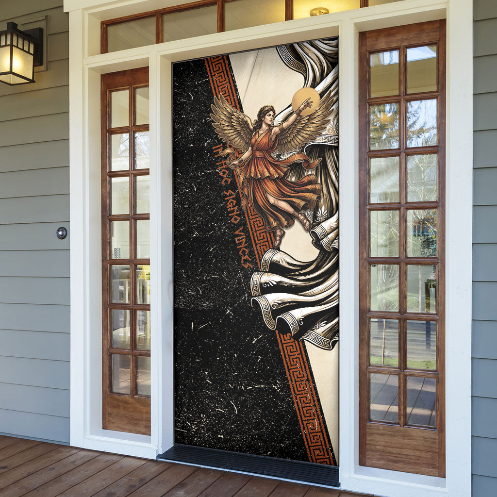 Nike Goddess Door Cover Winged Goddess Lyre Instrument And Greek Key