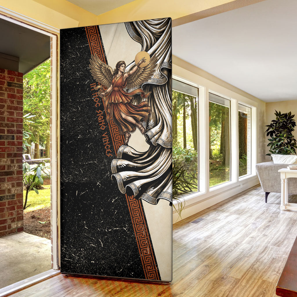 Nike Goddess Door Cover Winged Goddess Lyre Instrument And Greek Key